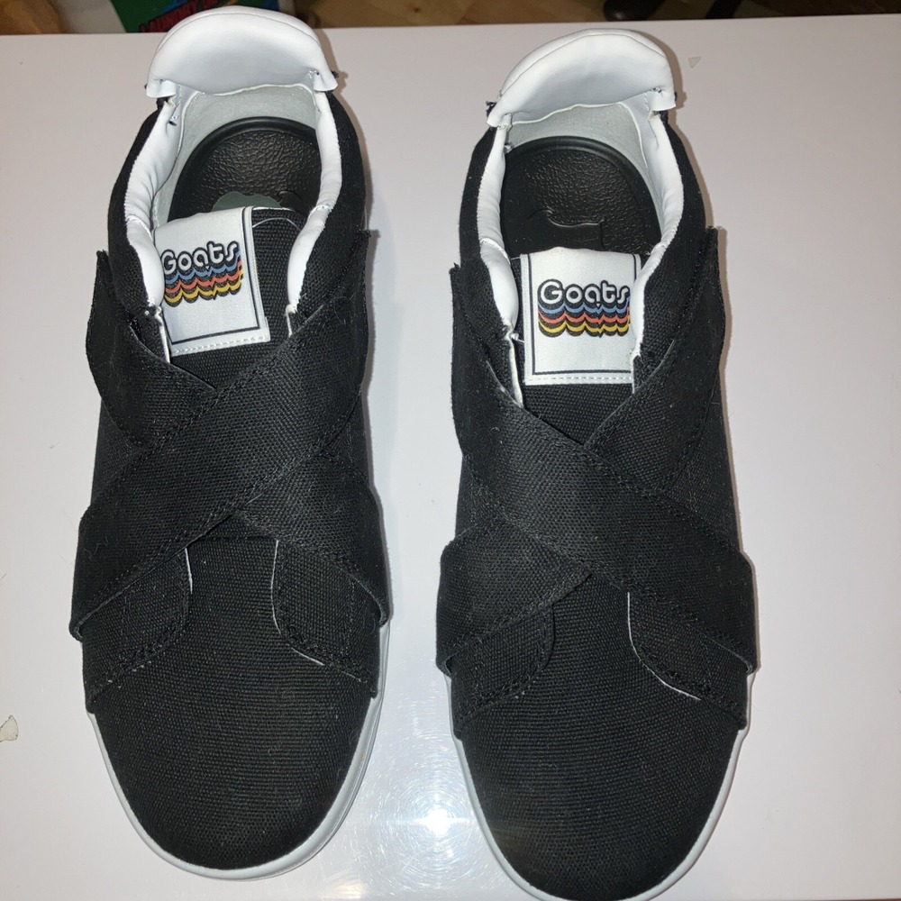 GOATS Black Canvas Womens The 717 W Cross Straps Slip-On Sneakers Size 8.5 NEW